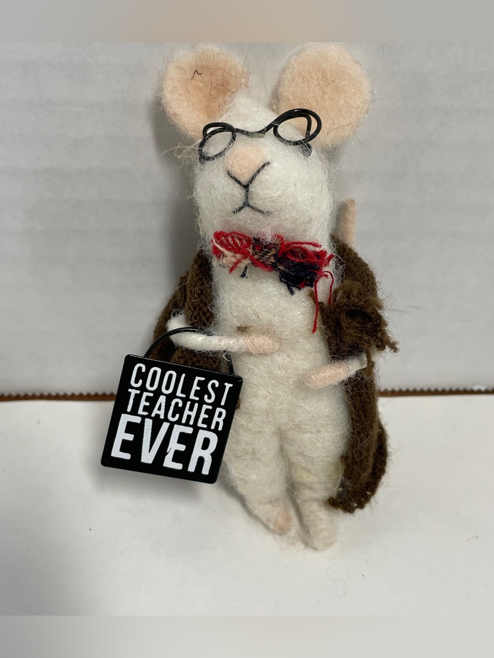 Primitives By Kathy Felt Mice Ornament “Coolest Teacher Ever ” Critter, Male
